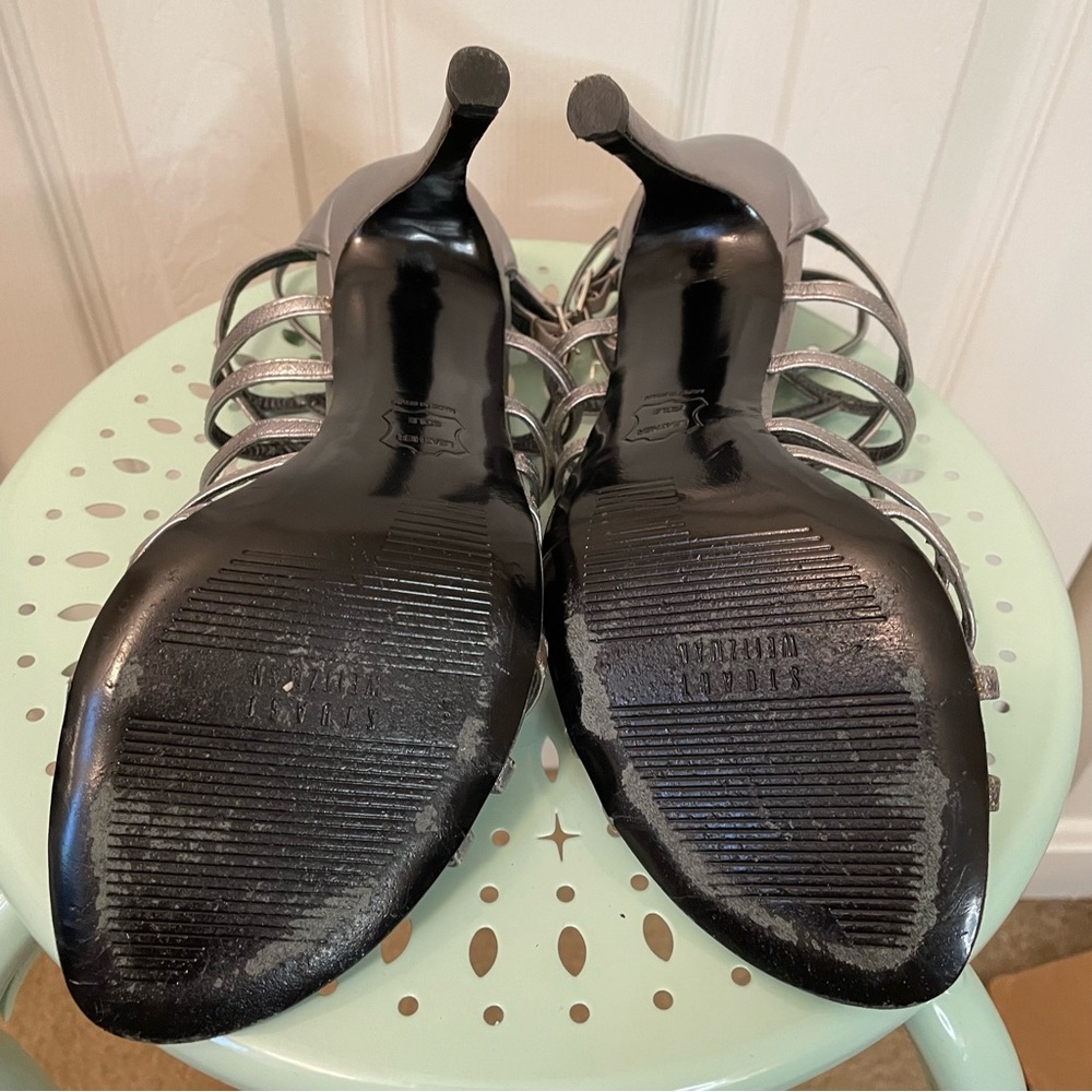 Silver Stuart Weitzman Strappy Heels Sandals 7 - Picture 8 of 9
